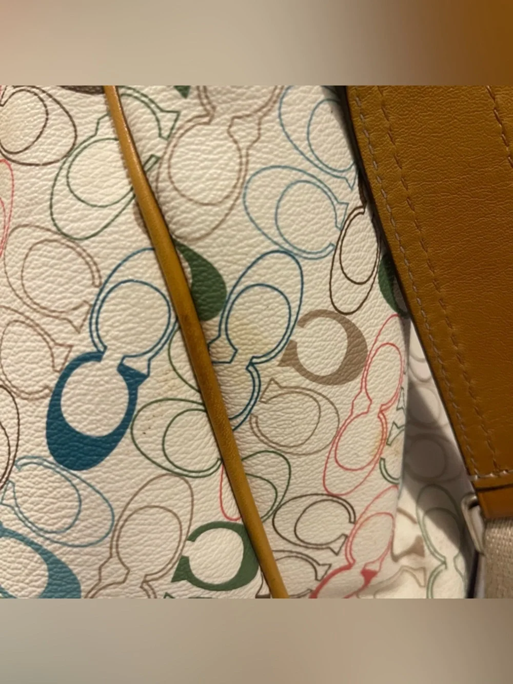 COACH Men’s Multicolor Candy Monogram Messenger Bag EUC Authentic Like New
